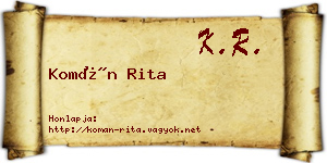 Komán Rita névjegykártya